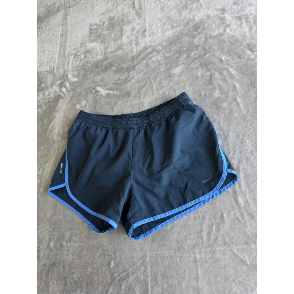 Nike Dri-FIT Women's Small Gray Blue Running Shorts Athletic Activewear